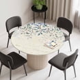 thumbnail image 2 of Blue Eucalyptus Leaves Round Fitted Tablecloth with Elastic Edge, Waterproof Table Cloth Table Cover for 36"-44" Tables, Farmhouse Retro Botanical Floral Tablecloths for Dining Picnic Indoor Outdoor, 2 of 9