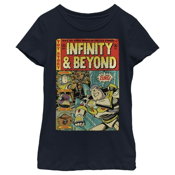 Girl's Toy Story Buzz Lightyear Comic Cover  Graphic Tee Navy Blue Large