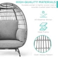 thumbnail image 6 of Best Choice Products Wicker Egg Chair Oversized Indoor Outdoor Patio Lounger w/ 440lb Capacity - Gray/Heather Gray, 6 of 9
