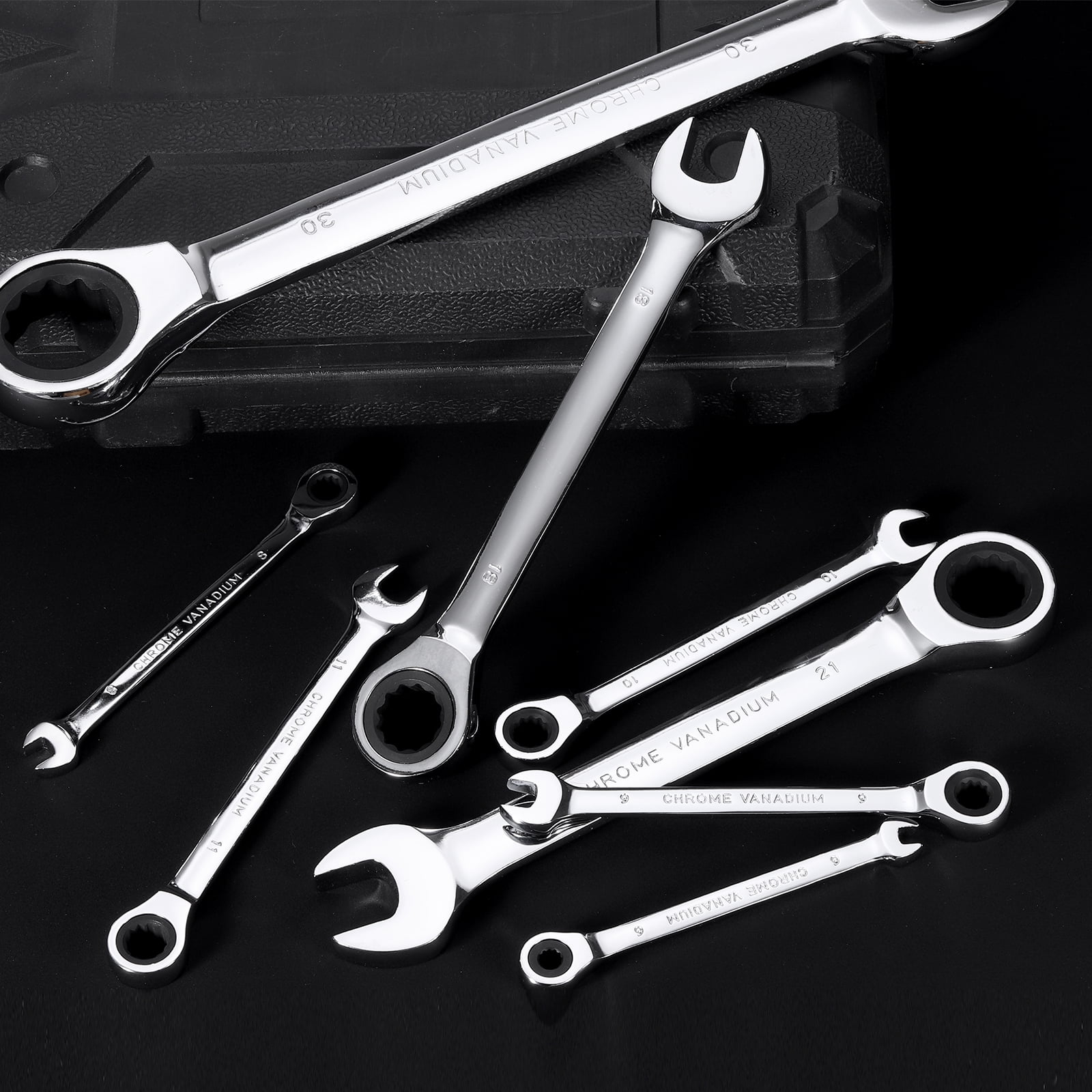 Uxcell 8 Pieces Ratcheting Combination Wrench Set 8-19mmmm Metric 12PT Ratchet Wrench