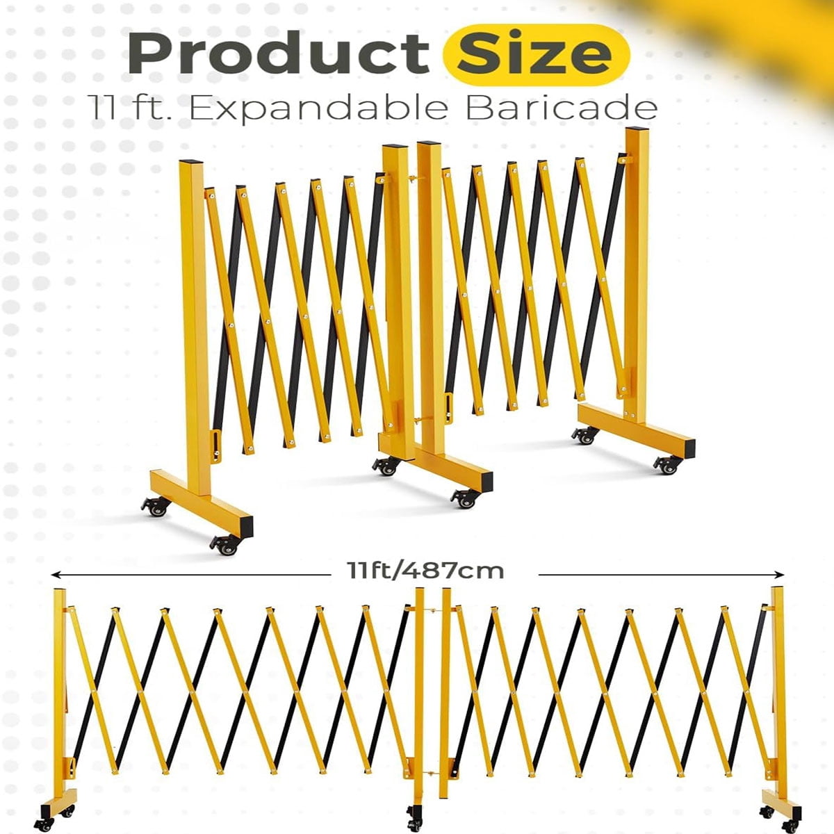 Ataucjin Metal Expandable Barricade Gate Outdoor, Folding Safety Barrier Gate, Portable Traffic Barricade Fence