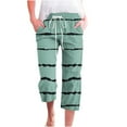 thumbnail image 2 of cllios Clearance Under $5 Wide Leg Linen Capris Pants for Women Summer Elastic Waist Pant Casual Drawstring Straight Trousers Print Lounge Palazzo Pants, 2 of 5