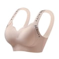 thumbnail image 3 of Wdgfv Seamless Bras Women Soft Jelly Push Up Wireless Bra Supportive V Neck No Underwire Comfort Tshirt Bralettes Beige M, 3 of 3