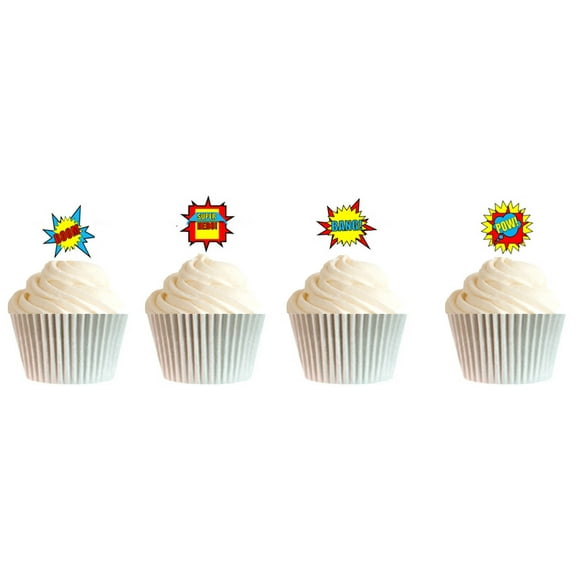 24pk Boys's Super Hero Theme Edible Cake Decoration Toppers