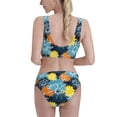 thumbnail image 6 of Pofeuu Sunflowers Print Womens Bathing Suits Modest High Waisted Bikini Sets Cute Halter 2 Piece Swim Suit, 6 of 7