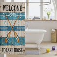 thumbnail image 3 of Manfei Ocean Paddle Anchor Shower Curtain 72Wx84L,Vintage Lake House Bathroom Shower Curtain,Light Blue Beige, 3 of 6