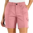 thumbnail image 3 of Taqqpue Cargo Shorts for Women, Elastic High Waist 6 Pockets Shorts Solid Color Summer Shorts for Women Casual, 3 of 10