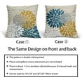thumbnail image 6 of Yellow Teal Dahlia Pillow Cover 20x20 Inch Summer Spring Geometric Floral Elegant Line Flower Pillow Case Farmhouse Outdoor Decor for Home Bedroom Living Room Linen Square Cushion Covers, Set of 2, 6 of 6