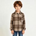 thumbnail image 5 of Long Sleeved Plaid Shirt Boy'S Color Block Cardigan Lapel Top,Plaid Lapel Shirt 4-5Years, 5 of 9