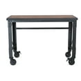 thumbnail image 4 of Duramax Brown Rolling Industrial Desk with Wooden Top 52 inches x 24 inches, 4 of 9