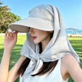 thumbnail image 2 of Krdevn Women Straw Sun Hat with Tie Scarf, Wide Brim Windproof Neck Flap Hat for Summer Beach Travel, 2 of 4