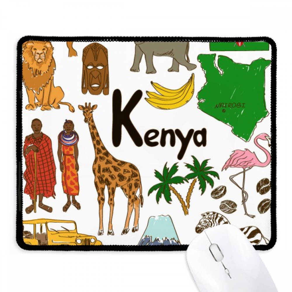 Kenya Landscap Animals National Flag Mousepad Stitched Edge Mat Rubber