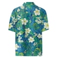 thumbnail image 4 of NAMTYQX Hawaiian Shirts Super Soft Lightweight Tropical Print Button Front Loose Lapel Plus Size Lounge Short Sleeve Mens Hawaiian Shirt Green Size XL, 4 of 5