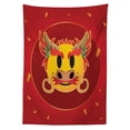 thumbnail image 3 of Ambesonne Emoji Tablecloth Rectangular Table Cover, Folk Chinese New Year Dragon, 60"x84", Vermilion and Mustard, 3 of 4