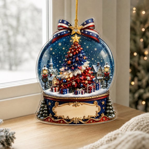 Eolstice Patriotic Christmas Ornament, Acrylic Tree Shaped Hanging Decoration, Window Holiday Xmas Tree Decor, Home Party Ornament, Indoor Use