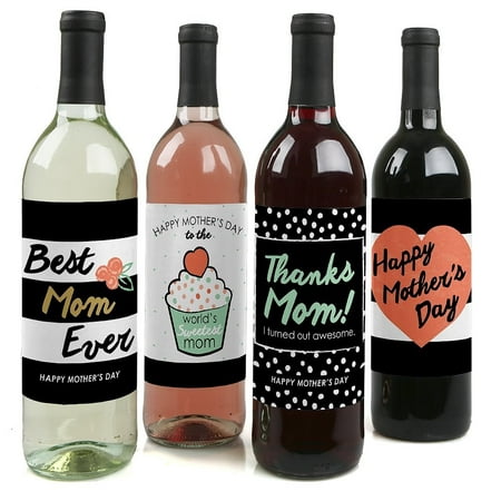 Best Mom Ever - Mother's Day Party Decorations for Women and Men - Wine Bottle Label Stickers - Set of (Simply The Best Party)