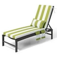 thumbnail image 5 of Pellebant Outdoor Chaise Lounge Cushion with Pillow and Side Pocket Waterproof Lounge Chair Cushion 72" x 22"(1-Pack, Green & White Stripes), 5 of 9