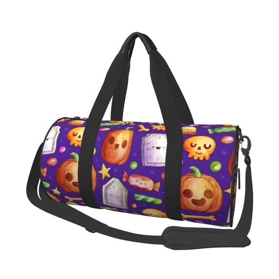 XMXT Gym Bag for Women, Halloween Candy Skeleton Cartoon Print Large Capacity Gym Duffle Bag, Multicolor