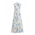thumbnail image 4 of Sky Blue Floral Print V-Neck Lace Trim Maxi Dress For Summer Vacation, 4 of 30