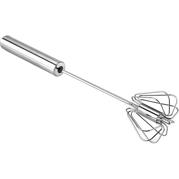 Batidor de Huevos Manual de Acero Inoxidable con Mecanismo Rotatorio de Presión para Cocina y Repostería (30 cm)