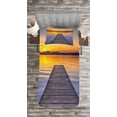 thumbnail image 3 of Ambesonne Lake Quilted Bedspread Set 2 Pcs, Sunset at Paterwoldsemeer, Twin Size, Orange Blue Grey Umber, 3 of 3