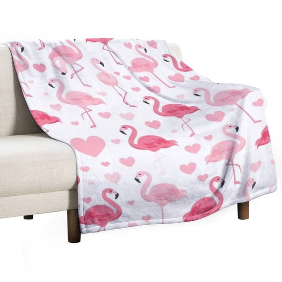 Flamingo Pattern Print Blanket Warm Throw Blanket Soft Flannel Lightweight Throw Blankets Couch Bed Travel Bedding Room Decor for Kids Teens Adults