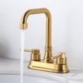 thumbnail image 5 of Wowow 4 in. Centerset Double Handle High Arc Bathroom Faucet with Drain Kit Included in Gold, 5 of 9
