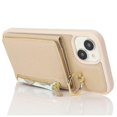 thumbnail image 4 of For iPhone 14/13 Case Litchi Texture Card Bag Leather+TPU Crossbody Phone Cover with Ring Kickstand, 4 of 5