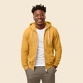 thumbnail image 3 of Dalix Flamingo Embroidered Zip Hoodie Fleece Long Sleeve Pocket Warm Soft Mens in Gold L Large, 3 of 5