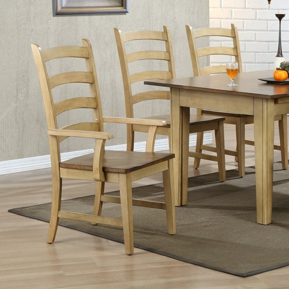 Ladder Back Dining Chairs Set of 2 - Armchairs, Farmhouse Style Seating