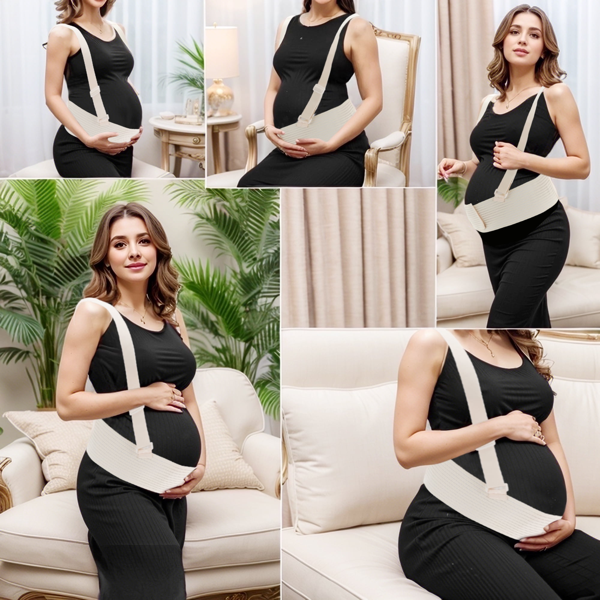 Unique Bargains Maternity Belly Band with Adjustable Straps 1 Pc Large Apricot
