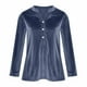 thumbnail image 5 of Tops formales,Blusa tipo túnica de terciopelo con cuello en V para mujer, manga larga, botones delanteros, corte holgado, poliéster suave, ropa informal, sopatenor, 5 of 9