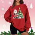 thumbnail image 2 of Feancey Crewneck Sweatshirt Women Christmas Tree Graphic Sweatshirts Oversized Long Sleeve Loose Pullover Tops Soft Fleece Sweatshirt Wine L, 2 of 6