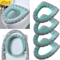Bxaolu Bathroom Toilet Seat Cover Pads, Bathroom Soft Thicker Warmer Stretchable Washable Cloth Toilet Seat Cover Pad, 4PCS