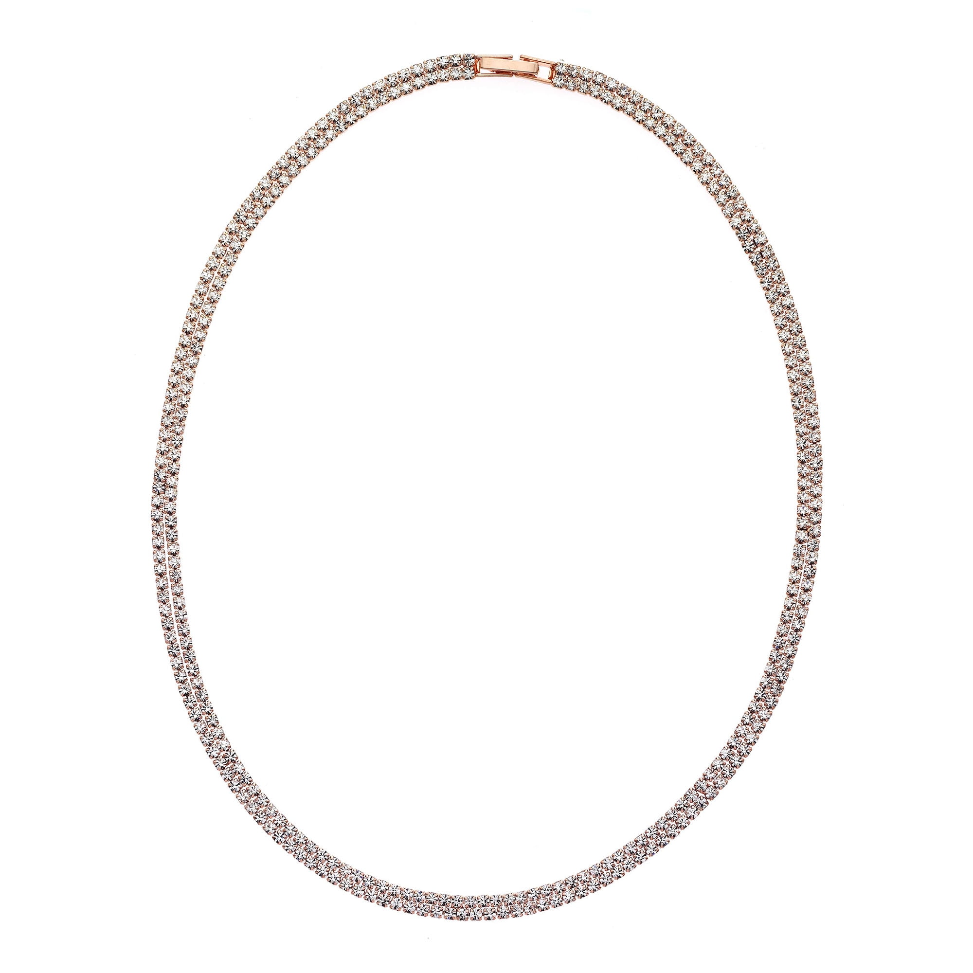X & O Rose Gold Plated Crystal Double Row Necklace
