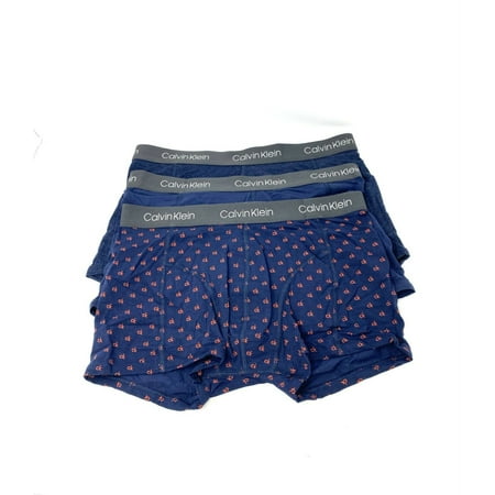 Calvin Klein 3 Pack Men's Underwear Cotton Blue Microfiber Trunk Print Logo