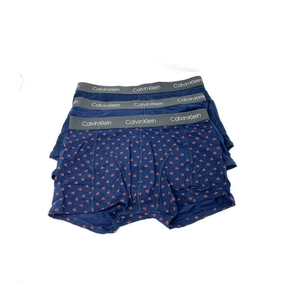 Calvin Klein 3 Pack Men's Underwear Cotton Blue Microfiber Trunk Print Logo