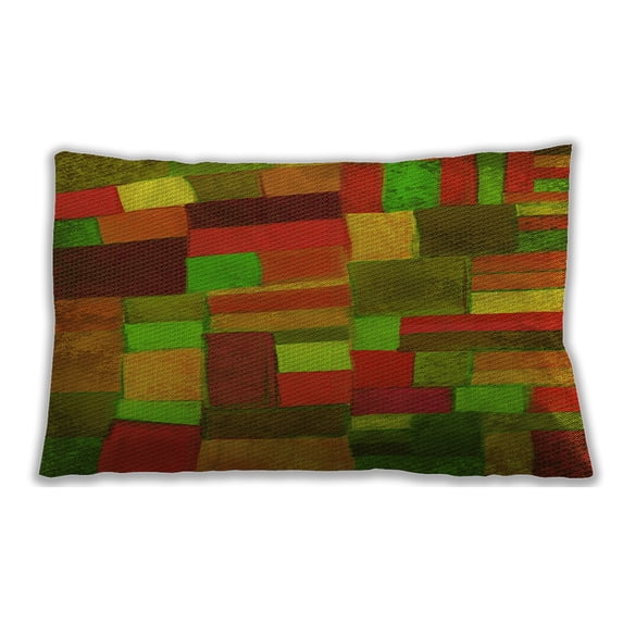 Ahgly Company Patterned Indoor Rectangular Dark Yellow Green Lumbar Throw Pillow, 13 inch by 19 inch
