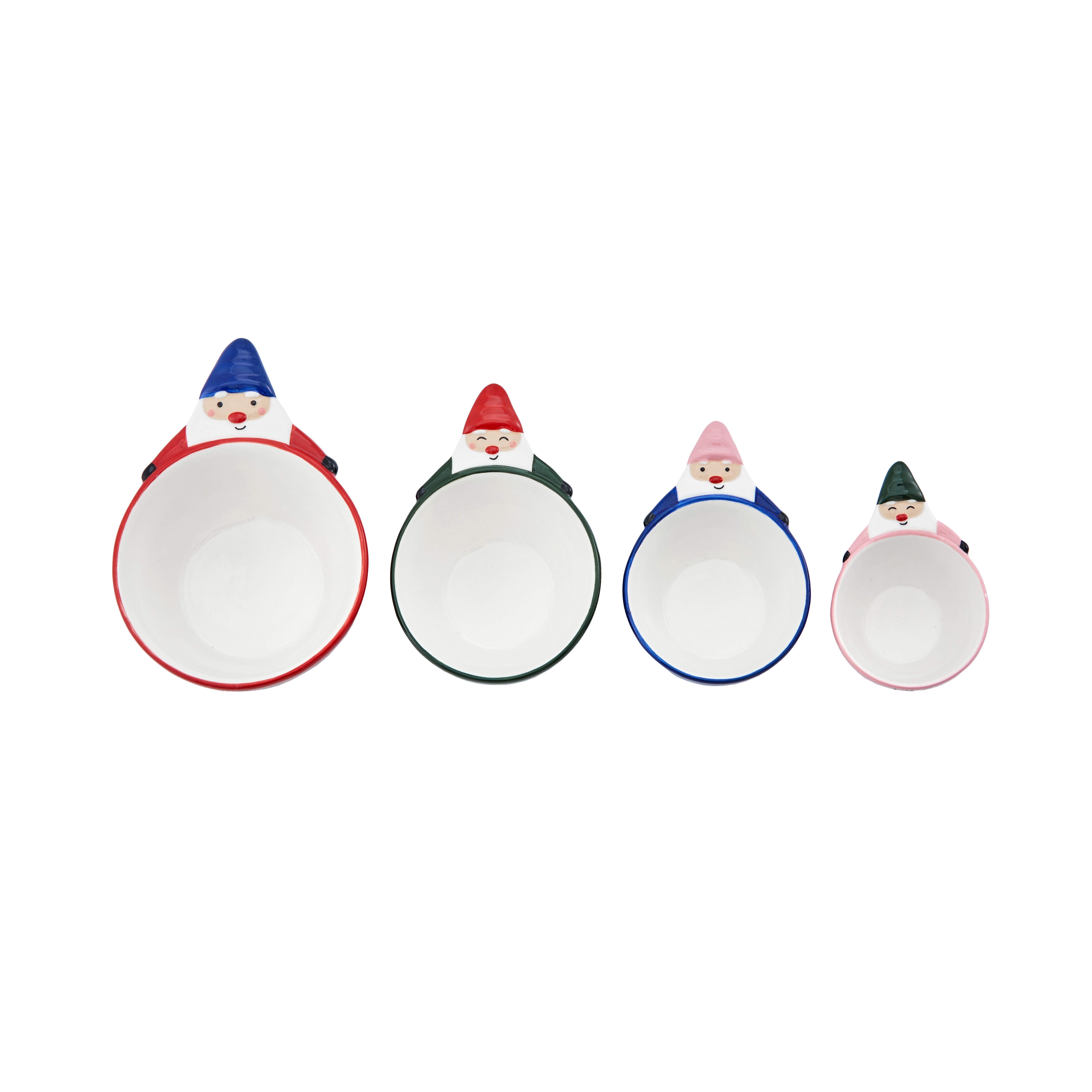 Bico Mushroom Gnome Hand Painted Stoneware Measuring Cups, Cute Christmas Kitchen Accessories for Baking, Cooking, Dishwasher Safe