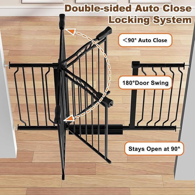 FURDEAR Extra Wide Baby Gate for Doorways 29.9"-33.6" Metals Blcak