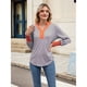 thumbnail image 4 of Sudadera de Rayas de Gran Tamaño para Mujer, Camisa de Larga de Algodón, Corte Holgado, Estilo Henley Color Naranja L, 4 of 10
