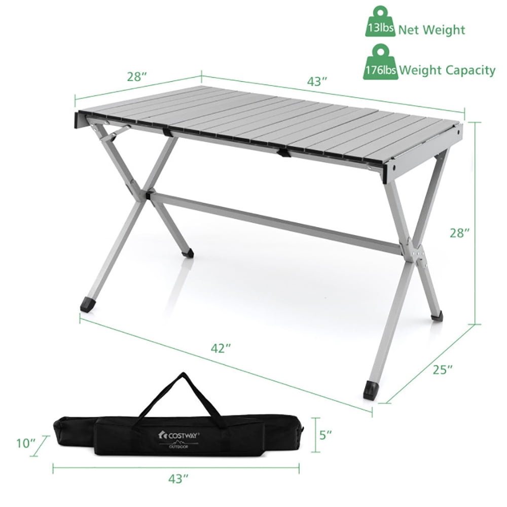 Aimee Lii 4-6 Person Portable Aluminum Camping Table with Carrying Bag, Camp Tables PorTable Foldable, Gray Aimee Lii 4-6 Person Portable Aluminum Camping Table with Carrying Bag, Camp Tables PorTable Foldable, Gray