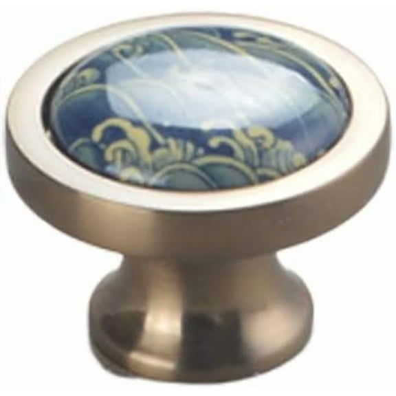 Gamvdout Gold Brass Knobs Door Handle Cabinet Drawer Pull Blue Round Ceramic Door Vintage Shabby Chic Cupboard Drawer Pull Handles by Decor