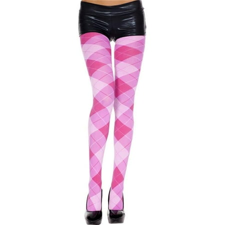 Music Legs 7013-PINK-FUCHSIA Big Argyle Spandex Pantyhose, Pink & Fuchsia