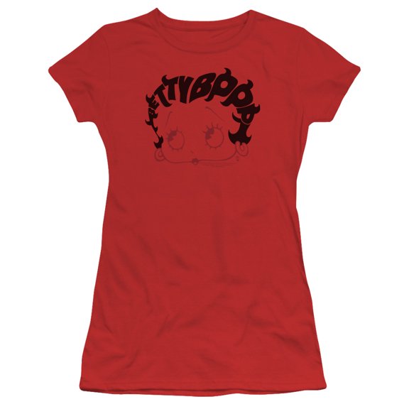 Betty Boop Word Hair S/S Junior Women's T-Shirt Sheer Red