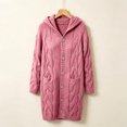 thumbnail image 4 of JUUNthy Womens Cable Knit Cardigan, Long Sleeve Hooded Button Front Casual Fall Winter Sweater Coat Purple S, 4 of 12