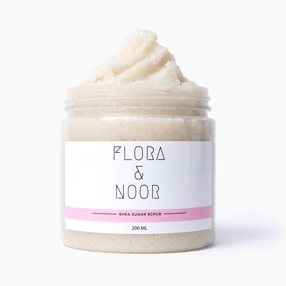 Flora & Noor Shea Sugar Scrub | Sugar Scrubs for Women | Exfoliating Face & Body Scrub 2oz