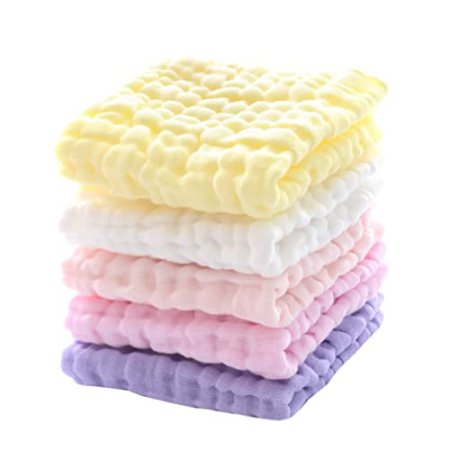 Soft Newborn Baby Face Towel and Muslin Washcloth for Sensitive Skin- Baby Registry as Shower Gift White Baby Muslin Washcloths Premium Natural Muslin Cotton Baby Wipes 10 Pack 12x12 inches 