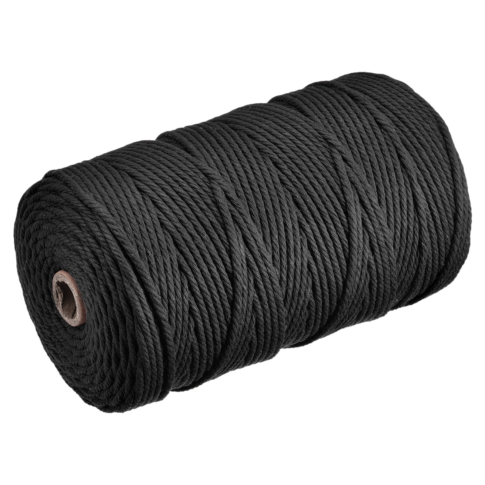 Uxcell Cotton Rope Twine String Twisted Braided Cord, Black 200m/218