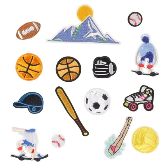 RUISINERY 16 pieces Sports Series Repair Patches Football Iron On Patches Embroidered Patches Applique Patches for Clothes Bag Coats